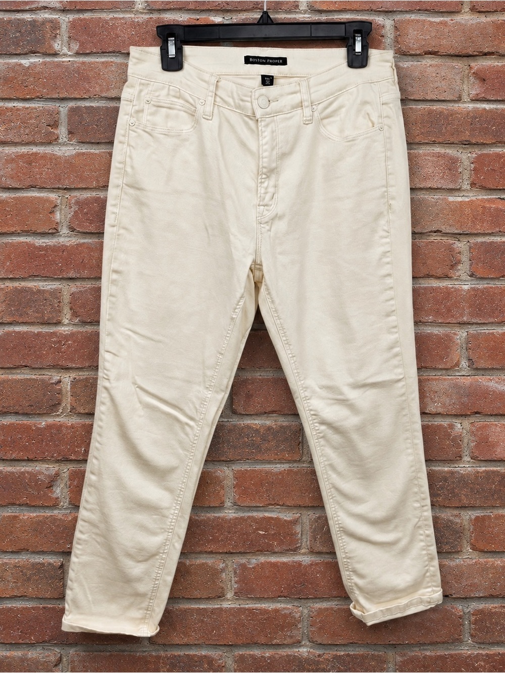 Boston Proper Jeans Womens Size 10 Cream Ivory Stretch Skinny Slim Mid Rise